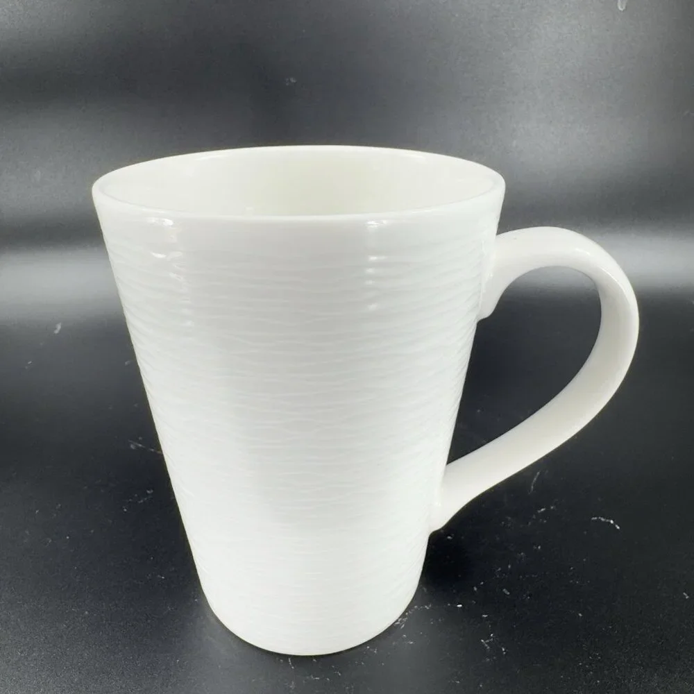 Noritake Colorscapes White‎ Wow Swirl Coffee Mug Cup Ceramic Set Of 2 Indonesia